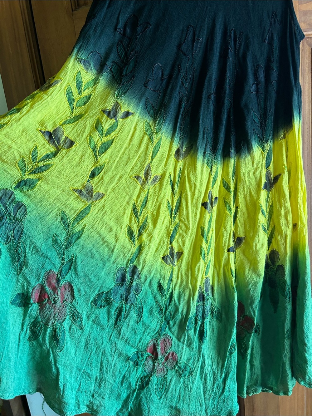 Sleeveless Ombre Tie-Dye Dress in Black, Yellow & Teal one size (L/XL) - Picture 2 of 2